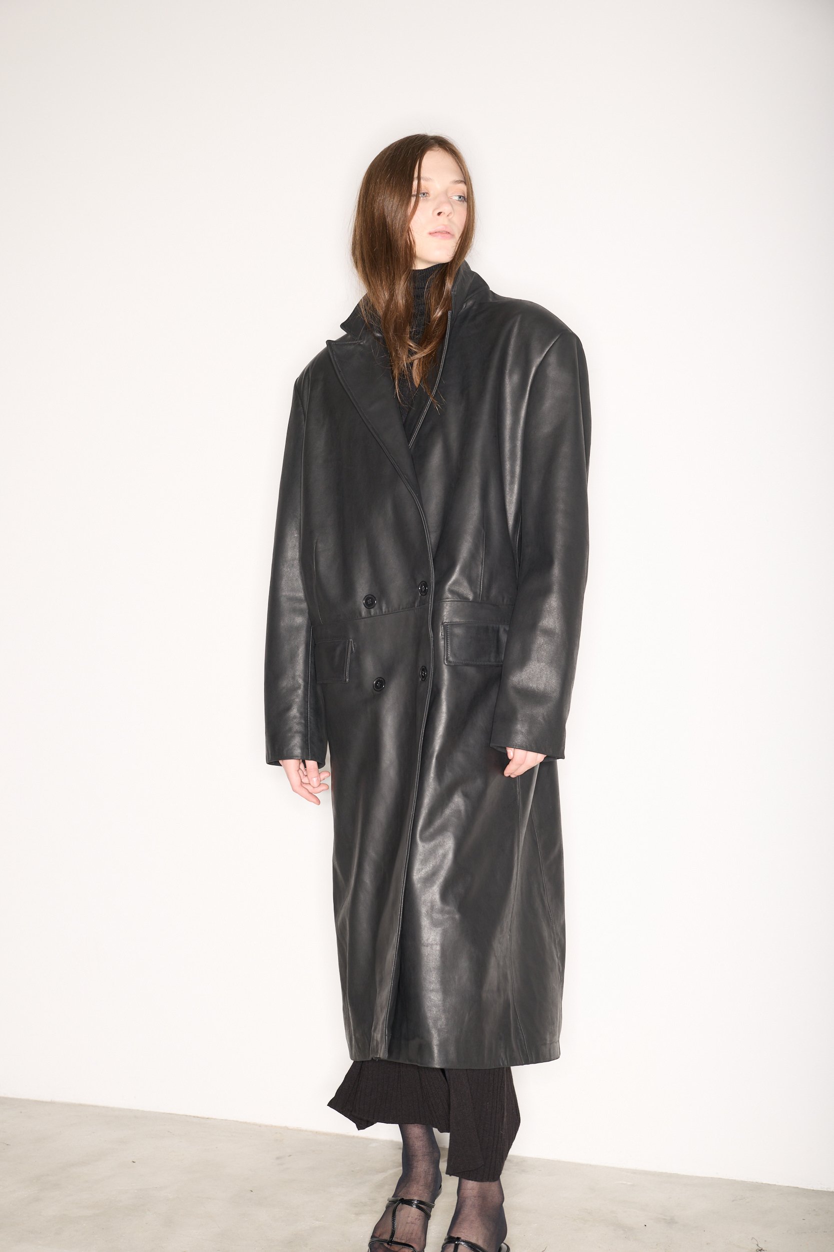 MAXI LEATHER COAT — STUDIO CUT